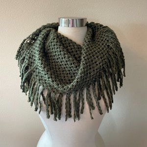 Francesca's Boutique Green/Olive Fringed Soft Winter Infinity Scarf